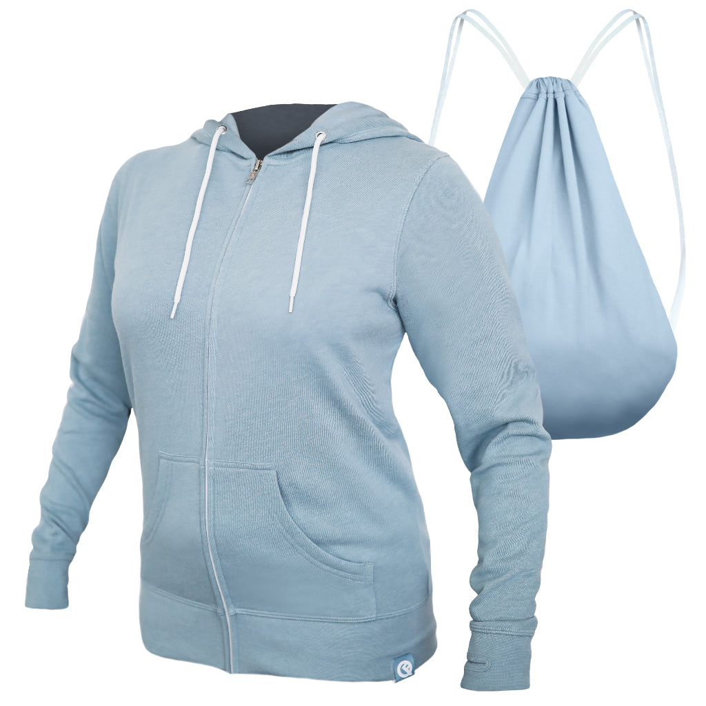 Women's Hero Hoodie Lite (Misty Blue) - Quikflip Apparel