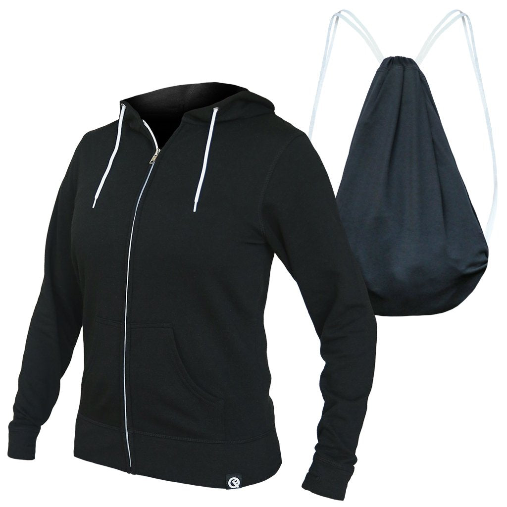 Plain black zip hot sale up hoodie womens