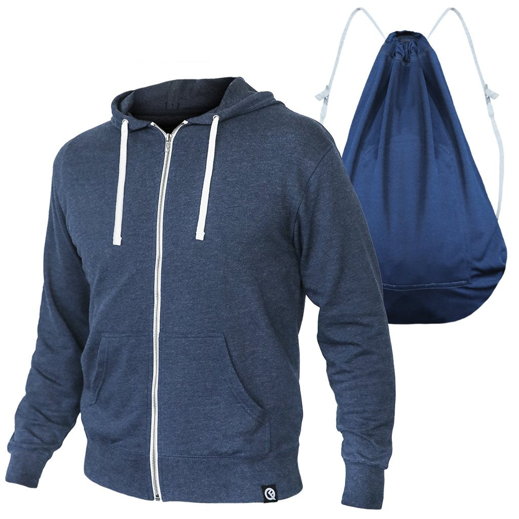 Navy blue zip shop up hoodie mens